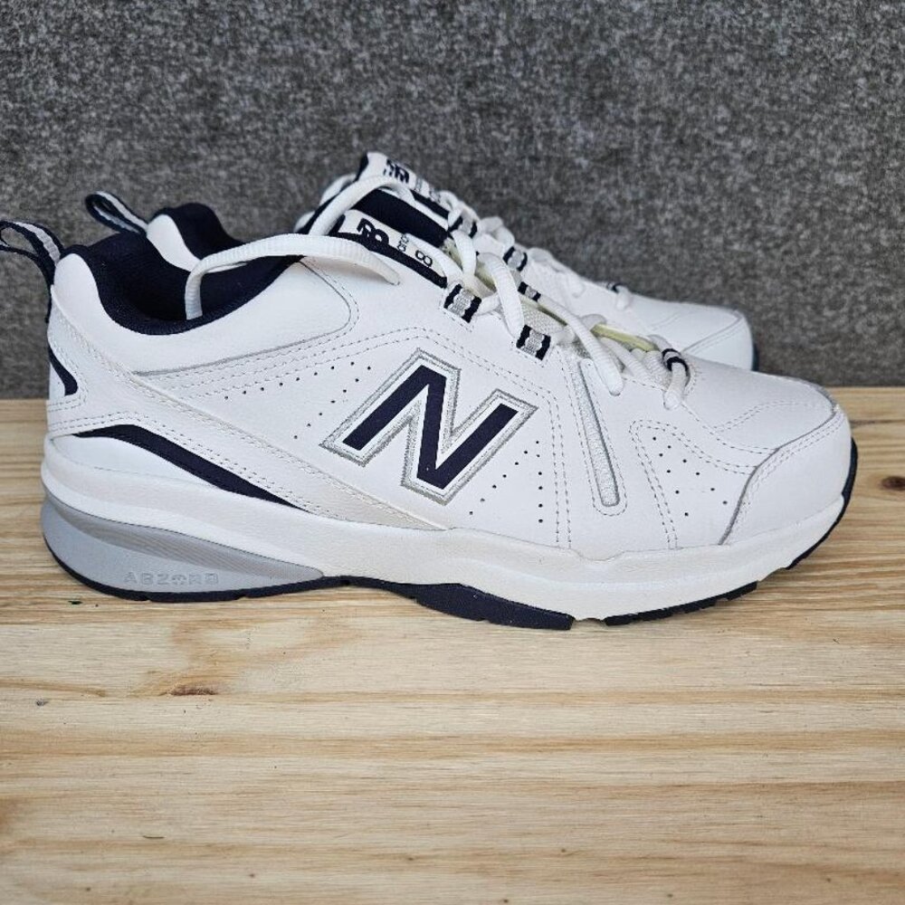 New Balance 608 V5 Mens Size 9 4E Wide Casual Trainer Shoes White Navy MX608WN5
